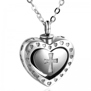 Kremering halskæder 925 sterling sølv hukommelse hjerte kryds vedhæng kremering halskæde til aske