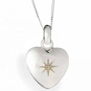 Kremering halskæder 925 sterling sølv hjerte vedhæng cubic zirconia vedhæng halskæde stjernehjerte vedhæng