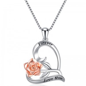 925 sterling sølv rose hjerte vedhæng erklæring halskæde personlig indgraveret halskæde 2020 design