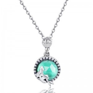 Havfrue vedhæng 925 sterling sølv halskæde til kvindernes ædelsten halskæde